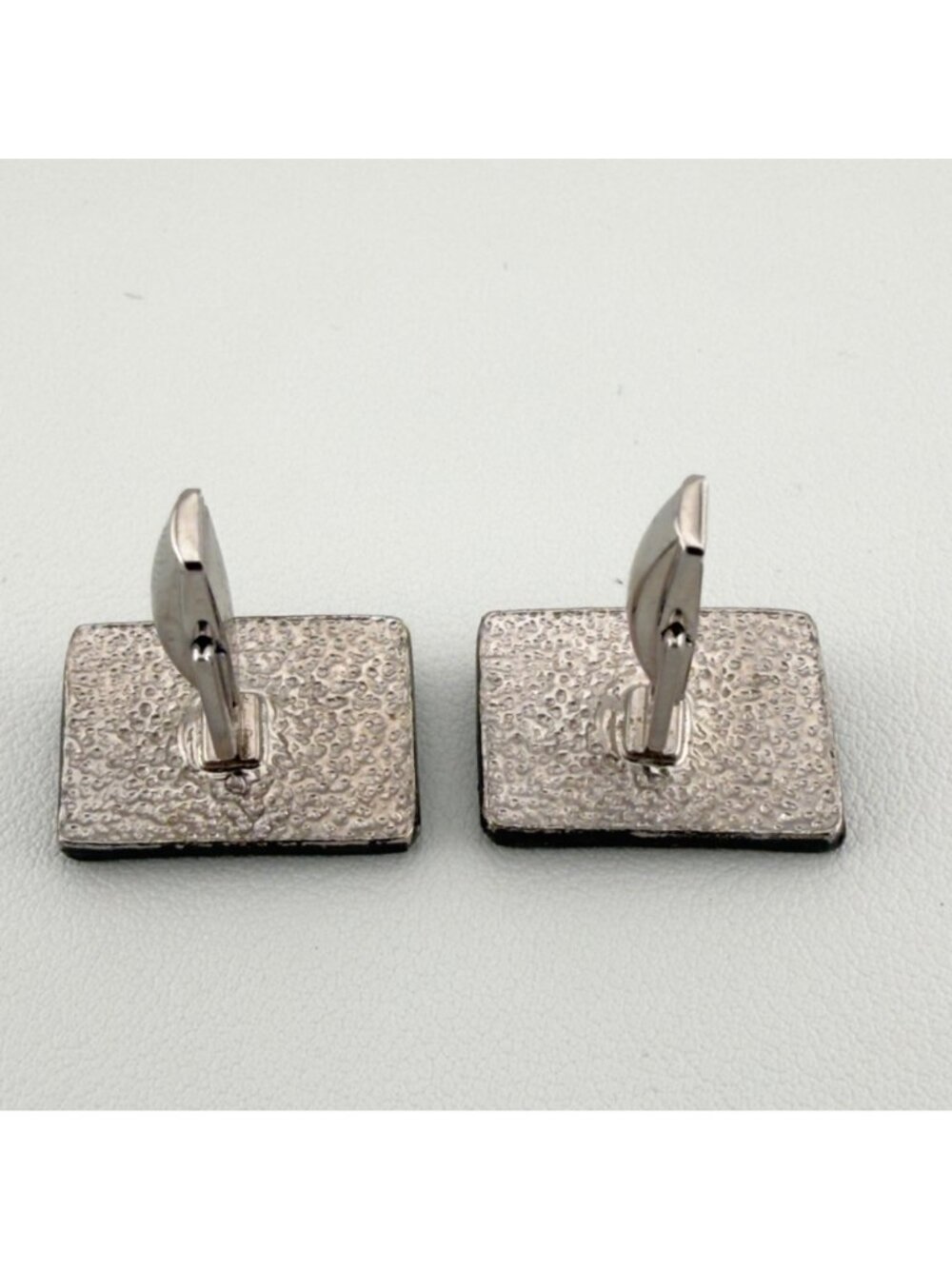 Vintage Black Silver Tone Rectangle Baby Feet Cuff Links - Picture 5 of 8